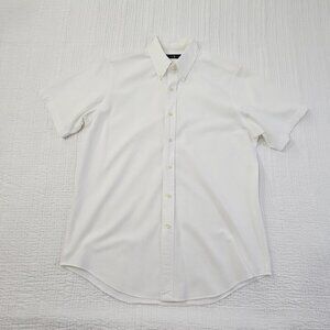 Ralph Lauren Men's M Short Sleeve Button Up Shirt White Textured Old Money EUC